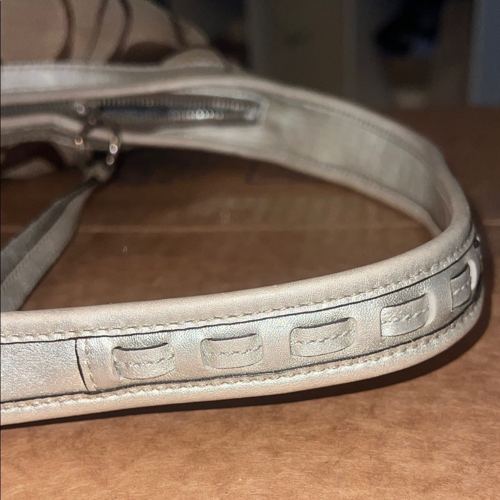 Coach Gold and Silver Monogram Hobo Y2K 2000s Pleated Shoulder Bag - Picture 5 of 11